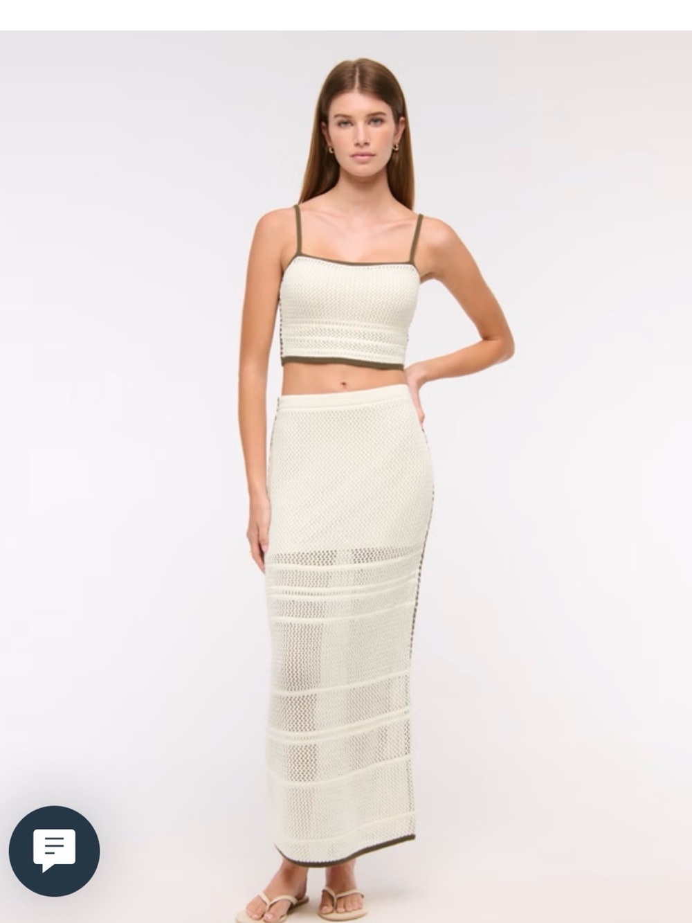 Abercrombie & Fitch Cream SET Knit Maxi Skirt WITH TOP
